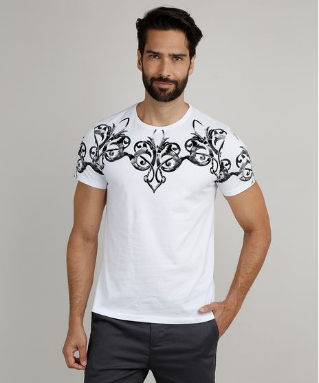Camiseta-Masculina-Slim-Arabescos-Manga-Curta-Gola-Careca-Branca-9867725-Branco_1