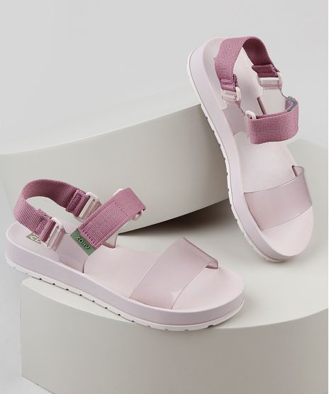 Papete-Feminina-Zaxy-Way-Transparente-com-Velcro-Rose-9941626-Rose_1