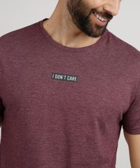 Camiseta-Masculina-Slim--I-Don-t-Care--Manga-Curta-Gola-Careca-Vinho-9926188-Vinho_4