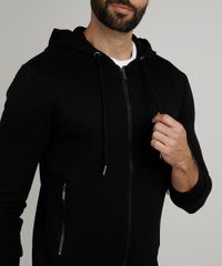 Blusao-Masculino-Slim-em-Moletom-Texturizado-com-Capuz-e-Bolsos-Preto-9782700-Preto_4