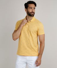 Polo-Masculina-Comfort-em-Piquet-Estampada-Mini-Print-Manga-Curta-Amarela-9869040-Amarelo_1