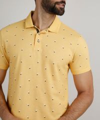 Polo-Masculina-Comfort-em-Piquet-Estampada-Mini-Print-Manga-Curta-Amarela-9869040-Amarelo_4