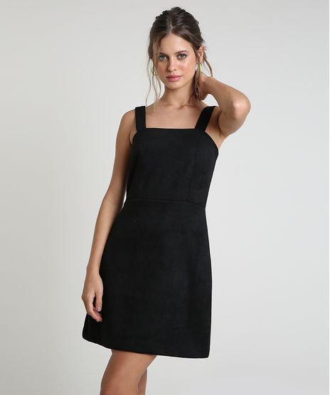 Vestido-Feminino-Curto-em-Suede-Alca-Media-Preto-9897711-Preto_1