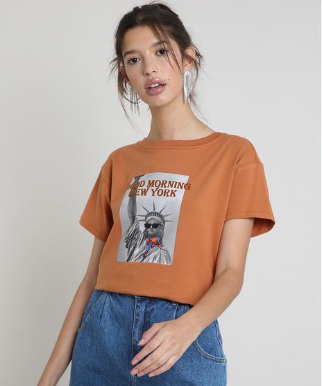 Blusa-Feminina--New-York--Manga-Curta-Decote-Redondo-Caramelo-9897586-Caramelo_1