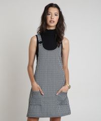 Salopete-Feminina-Estampada-Pied-de-Poule-com-Bolsos-e-Argolas-Preta-9890429-Preto_1