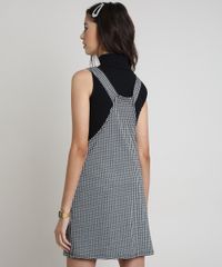Salopete-Feminina-Estampada-Pied-de-Poule-com-Bolsos-e-Argolas-Preta-9890429-Preto_2