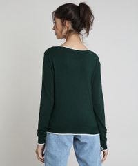 Sueter-Feminino-Basico-em-Trico-Decote-Redondo-Verde-Escuro-9325451-Verde_Escuro_2