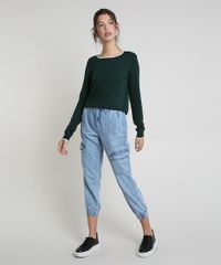 Sueter-Feminino-Basico-em-Trico-Decote-Redondo-Verde-Escuro-9325451-Verde_Escuro_3