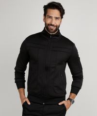 Jaqueta-Masculina-Slim-com-Recortes-e-Bolsos-Gola-Alta-Preta-9782699-Preto_1