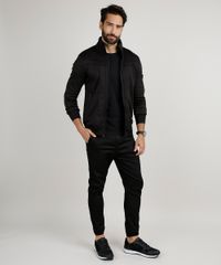 Jaqueta-Masculina-Slim-com-Recortes-e-Bolsos-Gola-Alta-Preta-9782699-Preto_3