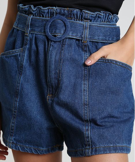 short de amarrar na cintura jeans