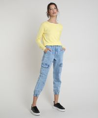 Sueter-Feminino-Basico-em-Trico-Decote-Redondo-Amarela-9325451-Amarelo_3