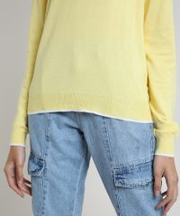 Sueter-Feminino-Basico-em-Trico-Decote-Redondo-Amarela-9325451-Amarelo_4