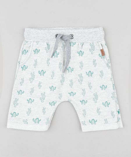 Bermuda-Infantil-Estampada-de-Cactos-em-Moletom-Cinza-Mescla-Claro-9729577-Cinza_Mescla_Claro_1