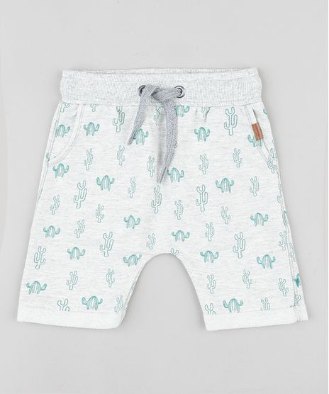 Bermuda-Infantil-Estampada-de-Cactos-em-Moletom-Cinza-Mescla-Claro-9729577-Cinza_Mescla_Claro_1
