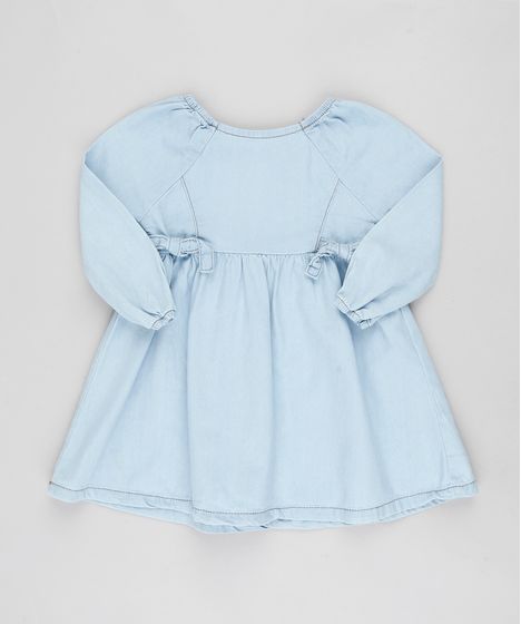 vestido manga longa jeans infantil