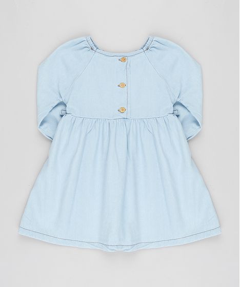 vestido jeans manga longa infantil