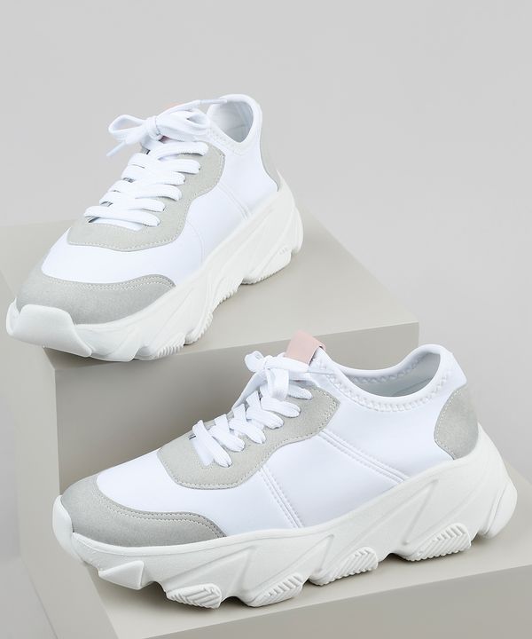Tênis Feminino Oneself Sneaker Chunky com Recortes Branco 34