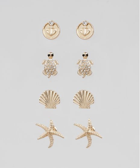 Kit-de-4-Brincos-Femininos-Dourado-9860299-Dourado_1