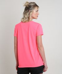Roupa Neon Feminina Manga Curta Rosa