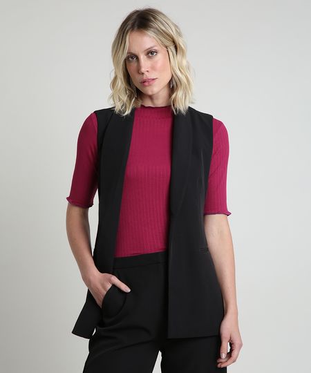 Colete-Feminino-Longo-Alfaiatado-com-Bolsos-e-Faixa-para-Amarrar-Preto-9818785-Preto_1