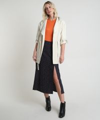 Saia-Feminina-Midi-Estampada-de-Poa-com-Fenda-Preta-9802334-Preto_3