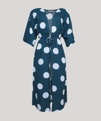 Saida-de-Praia-Kaftan-Estampada-de-Poa-Curta-Manga-Curta-Verde-Escuro-9887842-Verde_Escuro_1