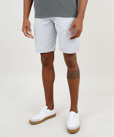 Bermuda-Masculina-Reta-Texturizada-Cinza-Mescla-Claro-9387762-Cinza_Mescla_Claro_1
