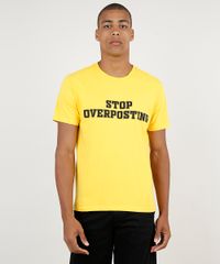 Camiseta-Masculina--Stop-Overposting--Manga-Curta-Gola-Careca-Amarela-9902065-Amarelo_1