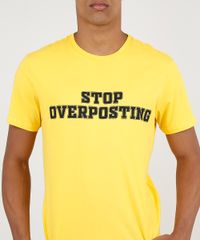 Camiseta-Masculina--Stop-Overposting--Manga-Curta-Gola-Careca-Amarela-9902065-Amarelo_4