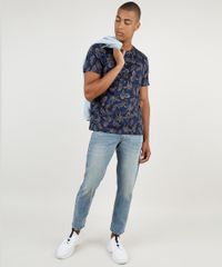 Camiseta-Masculina-Estampado-de-Passaros-Manga-Curta-Gola-Careca-Azul-Marinho-9903873-Azul_Marinho_3