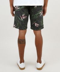 Bermuda-de-Sarja-Masculina-Slim-Estampada-Floral-com-Bolsos-Cinza-Mescla-Escuro-9863640-Cinza_Mescla_Escuro_4