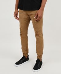 Calca-de-Sarja-Masculina-Jogger-Slim-com-Rasgos-Caramelo-9907375-Caramelo_1