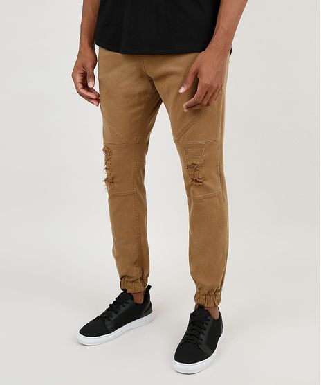 Calca-de-Sarja-Masculina-Jogger-Slim-com-Rasgos-Caramelo-9907375-Caramelo_1