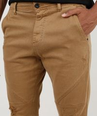 Calca-de-Sarja-Masculina-Jogger-Slim-com-Rasgos-Caramelo-9907375-Caramelo_2