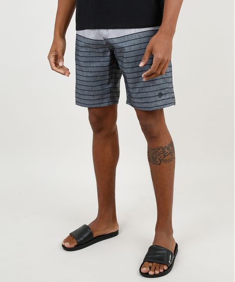 Bermuda-Surf-Masculina-com-Listras-e-Bolsos-Cinza-Mescla-Escuro-9867073-Cinza_Mescla_Escuro_1