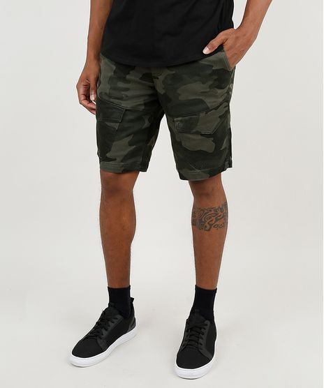 Bermuda-de-Sarja-Masculina-Slim-em-Moletom-Estampada-Camuflada-Verde-Militar-9871824-Verde_Militar_1