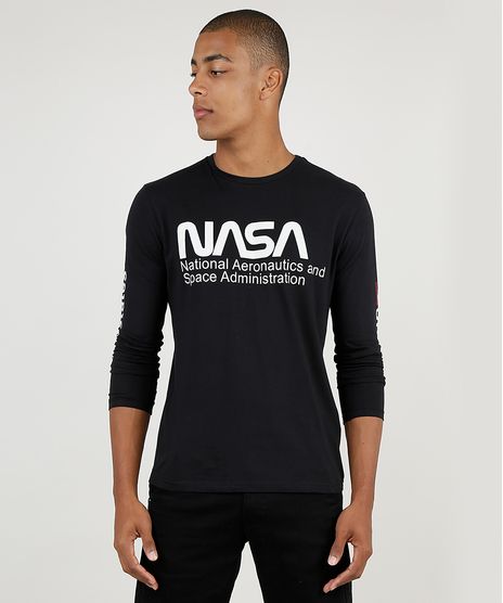Camiseta-Masculina-NASA-Manga-Longa-Gola-Careca-Preta-9937332-Preto_1
