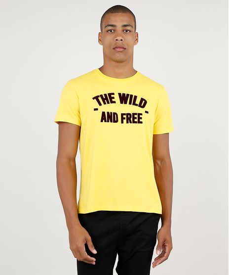Camiseta-Masculina--The-Wild-and-Free--Manga-Curta-Gola-Careca-Amarela-9940850-Amarelo_1