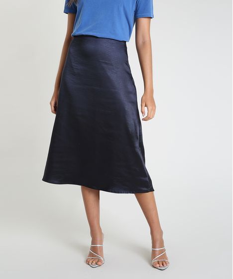saia evase azul marinho