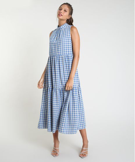 Vestido-Feminino-Mindset-Midi-Estampado-Xadrez-com-Recortes-Sem-Manga-Gola-Alta-Azul-Claro-9946226-Azul_Claro_1