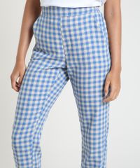 Calca-Feminina-Mindset-Carrot-Alfaiatada-Estampada-Xadrez-com-Bolsos-Azul-Claro-9946227-Azul_Claro_4