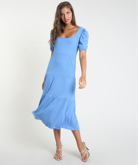 vestido canelado azul bebe