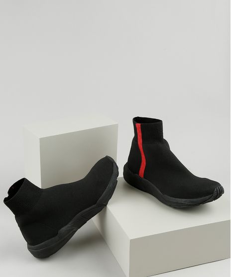 Tenis-Meia-Masculino-Oneself-Cano-Alto-Knit-com-Faixa-Lateral-Preto-9924368-Preto_1