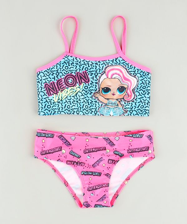 Biquíni Infantil LOL Surprise Estampado com Proteção UV50+ Azul Claro 4