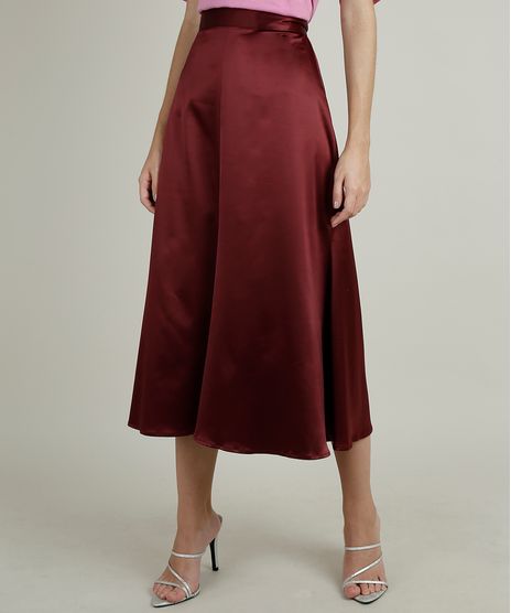 Saia-Feminina-Mindset-Midi-Evase-Acetinada-Vinho-9943619-Vinho_1