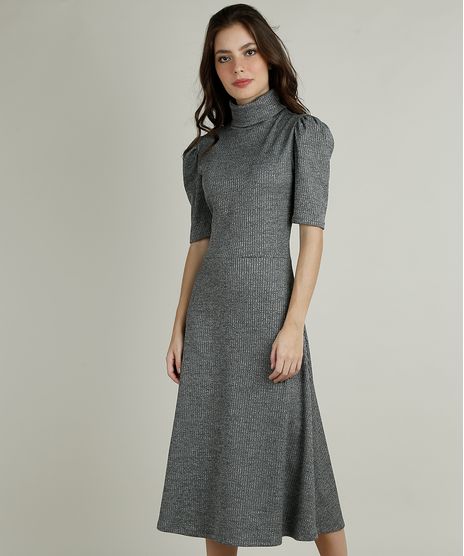 Vestido-Feminino-Mindset-Midi-Canelado-Manga-Bufante-Gola-Role-Cinza-Mescla-Escuro-9943613-Cinza_Mescla_Escuro_1