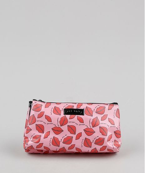 Necessaire-Feminina-Dupla-Estampada-de-Bocas--Yes-Baby--Rosa-9895739-Rosa_1
