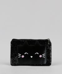 Necessaire-Feminina-com-Bolso-de-Gatinho-e-Glitter-Preta-9901244-Preto_1