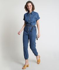 Macacao-Jeans-Feminino-Jogger-Cargo-com-Ziper-e-Faixa-para-Amarrar-Manga-Curta-Azul-Medio-9885741-Azul_Medio_1